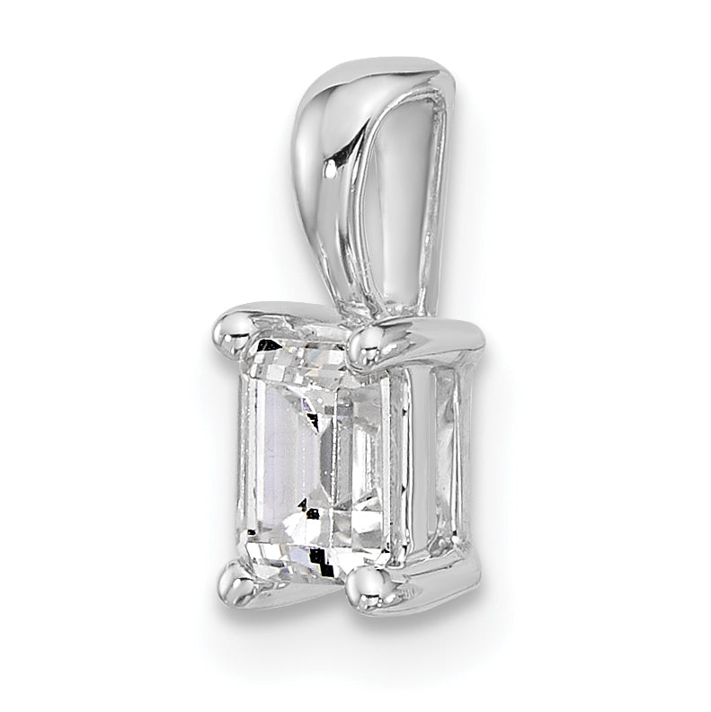 14K White Gold 1/2 Carat Certified Lab Grown Diamond Vs+ F+ Emerald Complete Four Prong Pendant