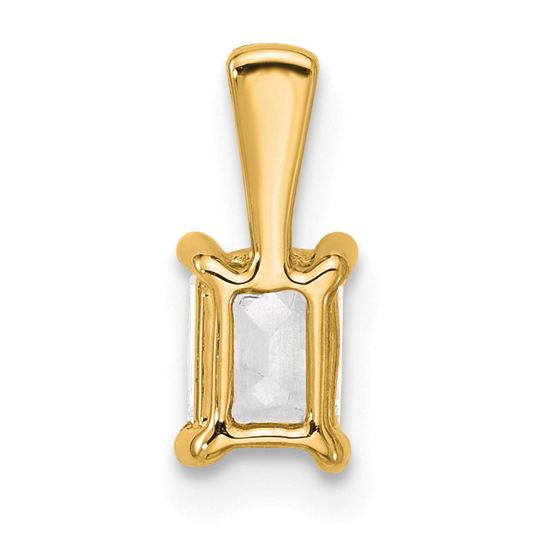 14K Yellow Gold 1/2 Carat Certified Lab Grown Diamond Vs+ F+ Emerald Complete Four Prong Pendant