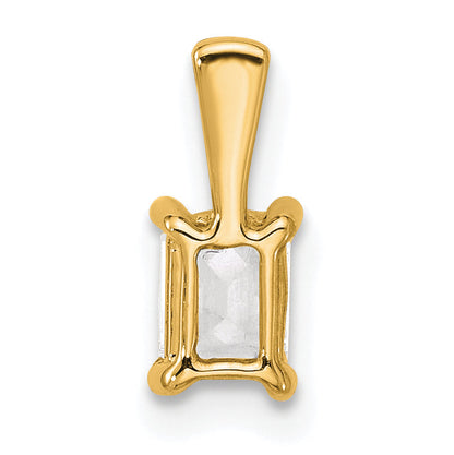 14K Yellow Gold 1/2 Carat Lab Grown Diamond Vs+ F+ Emerald Complete Four Prong Pendant