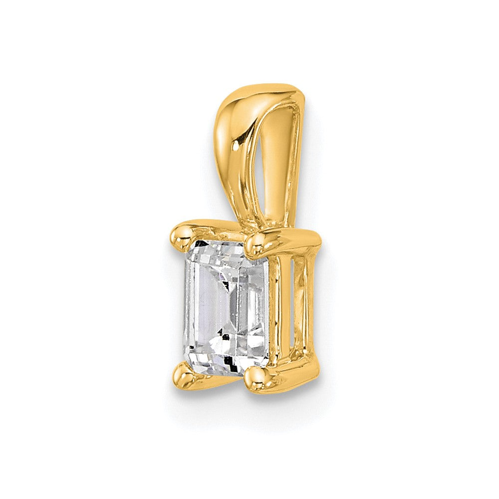 14k Yellow Gold 1/2 Ct. Certified Lab Grown Diamond VS/SI+ G+ Emerald Complete Four Prong Pendant