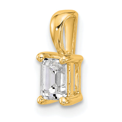 14k Yellow Gold 1/2 Ct. Lab Grown Diamond VS/SI+ G+ Emerald Four Prong Pendant