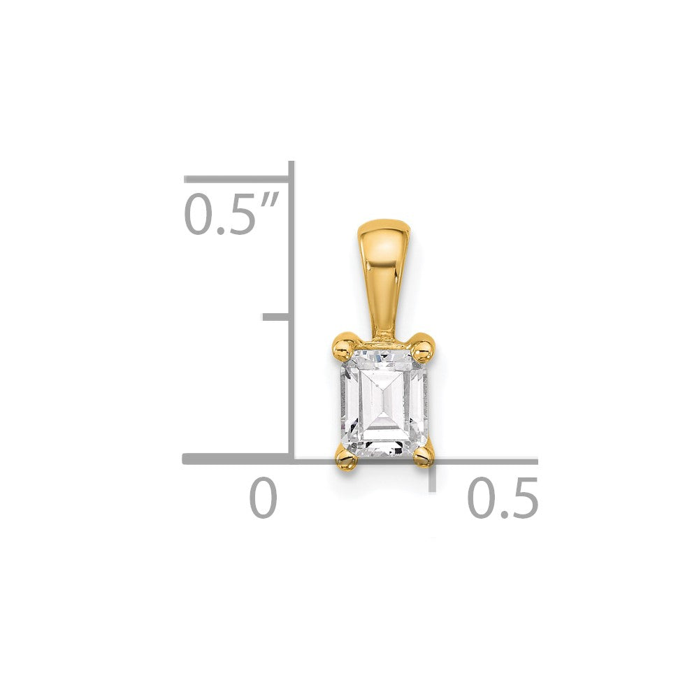 14k Yellow Gold 1/2 Ct. Certified Lab Grown Diamond VS/SI+ G+ Emerald Complete Four Prong Pendant