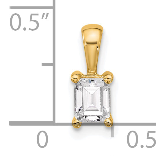 14K Yellow Gold 1/2 Carat Lab Grown Diamond Vs+ F+ Emerald Complete Four Prong Pendant