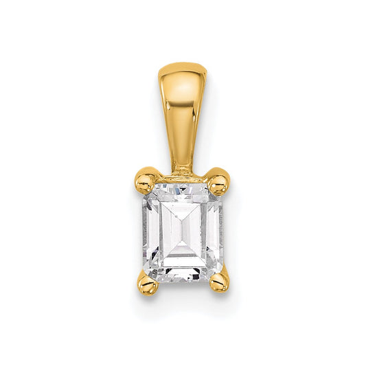 14k Yellow Gold 1/2 Ct. Certified Lab Grown Diamond VS/SI+ G+ Emerald Complete Four Prong Pendant