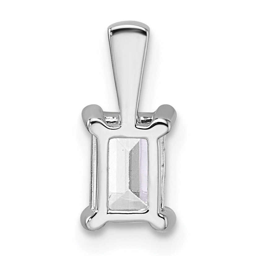 14k White Gold 3/4 Ct. Certified Lab Grown Diamond VS/SI+ G+ Emerald Four Prong Pendant