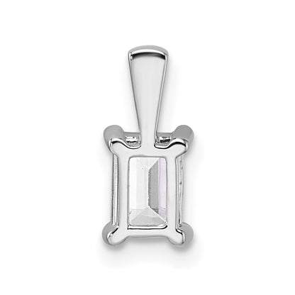 14k White Gold 3/4 Ct. Certified Lab Grown Diamond VS/SI+ G+ Emerald Complete Four Prong Pendant