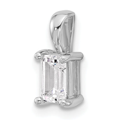 14K White Gold 3/4 Carat Certified Lab Grown Diamond Vs+ F+ Emerald Complete Four Prong Pendant