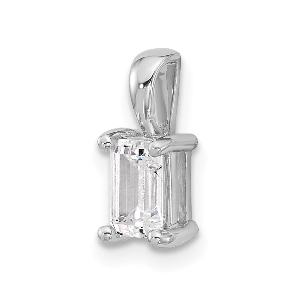 14k White Gold 3/4 Ct. Certified Lab Grown Diamond VS/SI+ G+ Emerald Complete Four Prong Pendant