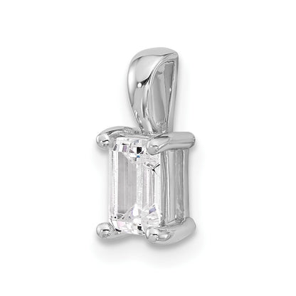 14k White Gold 3/4 Ct. Certified Lab Grown Diamond VS/SI+ G+ Emerald Complete Four Prong Pendant