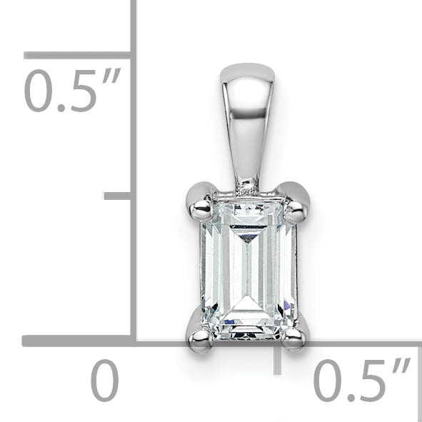 14k White Gold 3/4 Ct. Lab Grown Diamond VS/SI+ G+ Emerald Four Prong Pendant