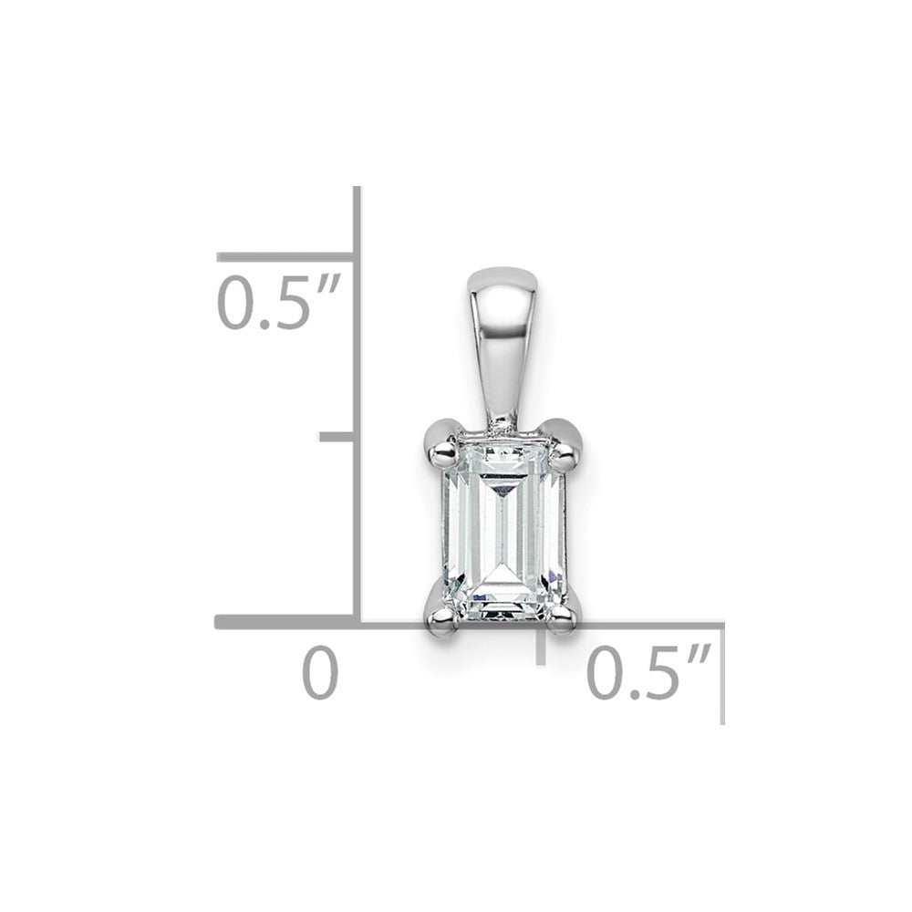 14k White Gold 3/4 Ct. Certified Lab Grown Diamond VS/SI+ G+ Emerald Complete Four Prong Pendant