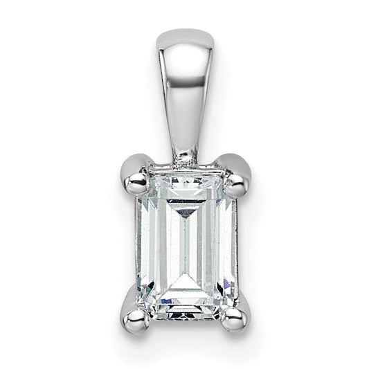 14K White Gold 3/4 Carat Certified Lab Grown Diamond Vs+ F+ Emerald Complete Four Prong Pendant