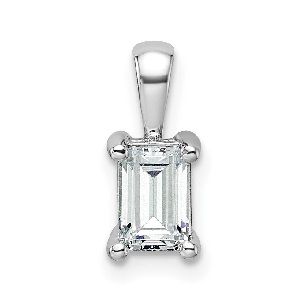 14k White Gold 3/4 Ct. Certified Lab Grown Diamond VS/SI+ G+ Emerald Complete Four Prong Pendant