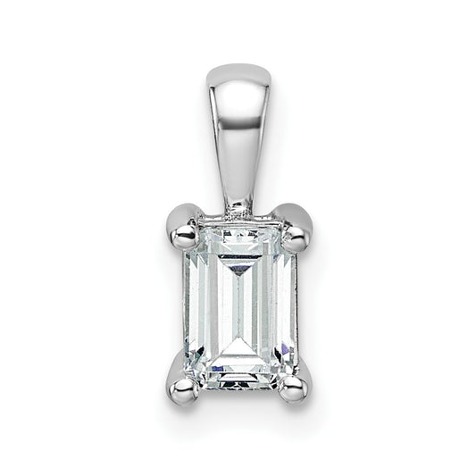 14k White Gold 3/4 Ct. Certified Lab Grown Diamond VS/SI+ G+ Emerald Complete Four Prong Pendant