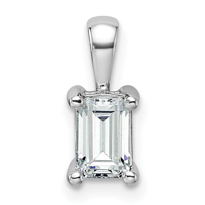 14K White Gold 3/4 Carat Lab Grown Diamond Vs+ F+ Emerald Complete Four Prong Pendant