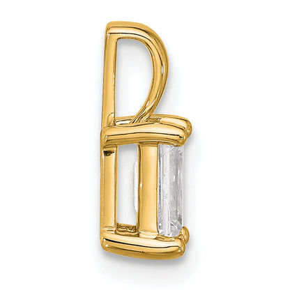 14K Yellow Gold 3/4 Carat Lab Grown Diamond Vs+ F+ Emerald Complete Four Prong Pendant