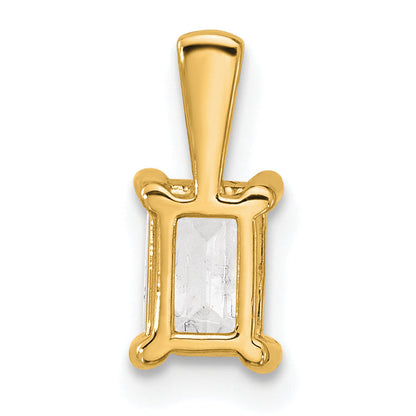 14K Yellow Gold 3/4 Carat Certified Lab Grown Diamond Vs+ F+ Emerald Complete Four Prong Pendant