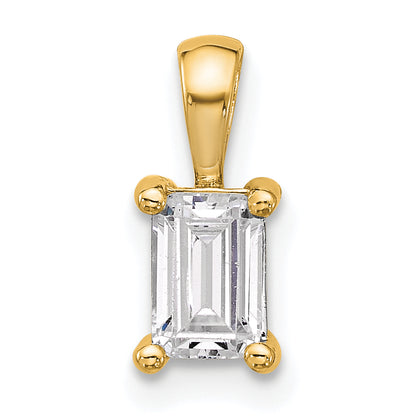 14k Yellow Gold 3/4 Ct. Lab Grown Diamond VS/SI+ G+ Emerald Four Prong Pendant