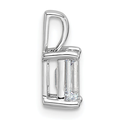 14k White Gold 1 Ct. Lab Grown Diamond VS/SI+ G+ Emerald Four Prong Pendant