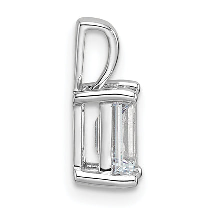 14K White Gold 1 Carat Certified Lab Grown Diamond Vs+ F+ Emerald Complete Four Prong Pendant