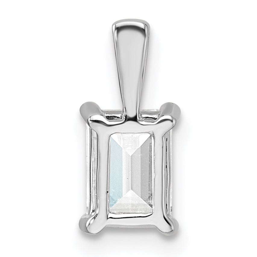 14K White Gold 1 Carat Certified Lab Grown Diamond Vs+ F+ Emerald Complete Four Prong Pendant