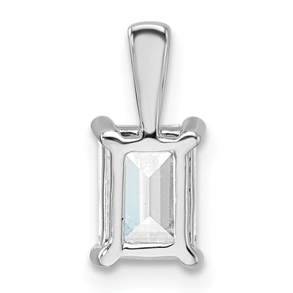 14K White Gold 1 Carat Certified Lab Grown Diamond Vs+ F+ Emerald Complete Four Prong Pendant