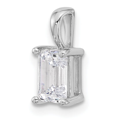 14k White Gold 1 Ct. Lab Grown Diamond VS/SI+ G+ Emerald Four Prong Pendant