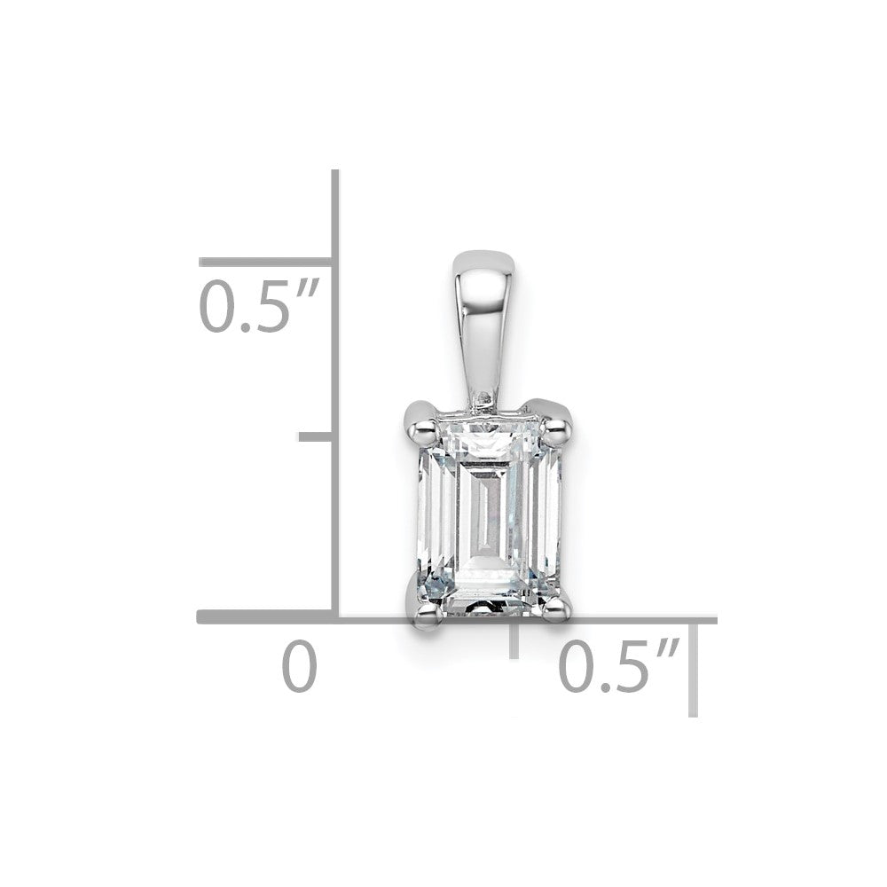 14k White Gold 1 Ct. Lab Grown Diamond VS/SI+ G+ Emerald Complete Four Prong Pendant