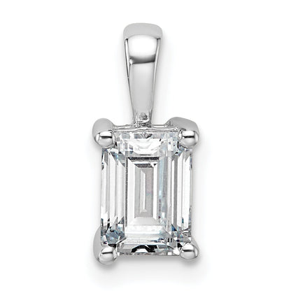 14K White Gold 1 Carat Certified Lab Grown Diamond Vs+ F+ Emerald Complete Four Prong Pendant