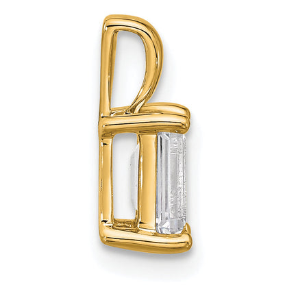 14K Yellow Gold 1 Carat Certified Lab Grown Diamond Vs+ F+ Emerald Complete Four Prong Pendant