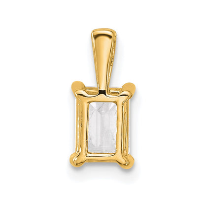 14K Yellow Gold 1 Carat Lab Grown Diamond Vs+ F+ Emerald Complete Four Prong Pendant