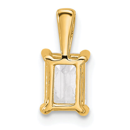 14K Yellow Gold 1 Carat Certified Lab Grown Diamond Vs+ F+ Emerald Complete Four Prong Pendant