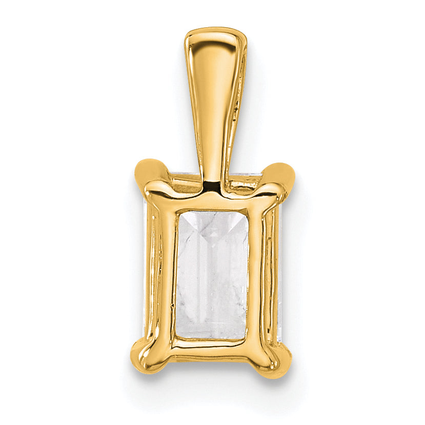 14k Yellow Gold 1 Ct. Lab Grown Diamond VS/SI+ G+ Emerald Four Prong Pendant