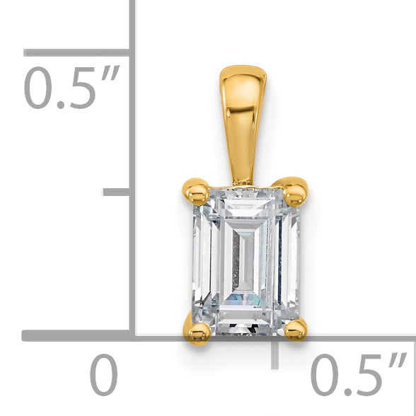 14k Yellow Gold 1 Ct. Lab Grown Diamond VS/SI+ G+ Emerald Four Prong Pendant