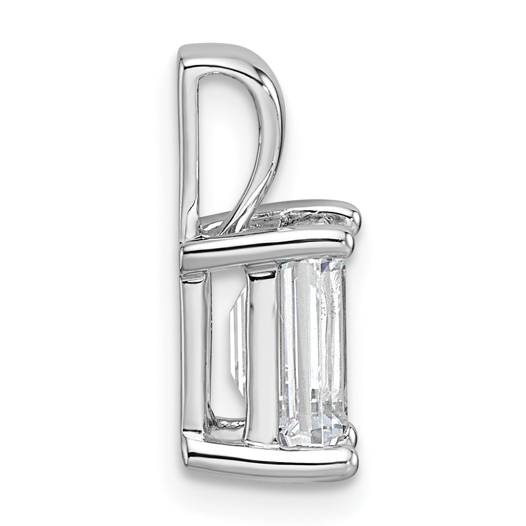 14K White Gold 1 1/2 Carat Certified Lab Grown Diamond Vs/Si+ G+ Emerald Complete Four Prong Pendant