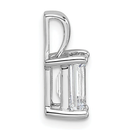 14K White Gold 1 1/2 Carat Certified Lab Grown Diamond Vs/Si+ G+ Emerald Complete Four Prong Pendant