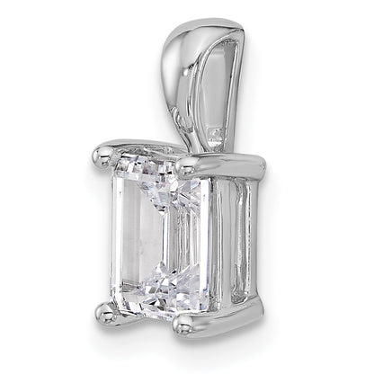 14k White Gold 1 1/2 Ct. Certified Lab Grown Diamond VS/SI+ G+ Emerald Four Prong Pendant