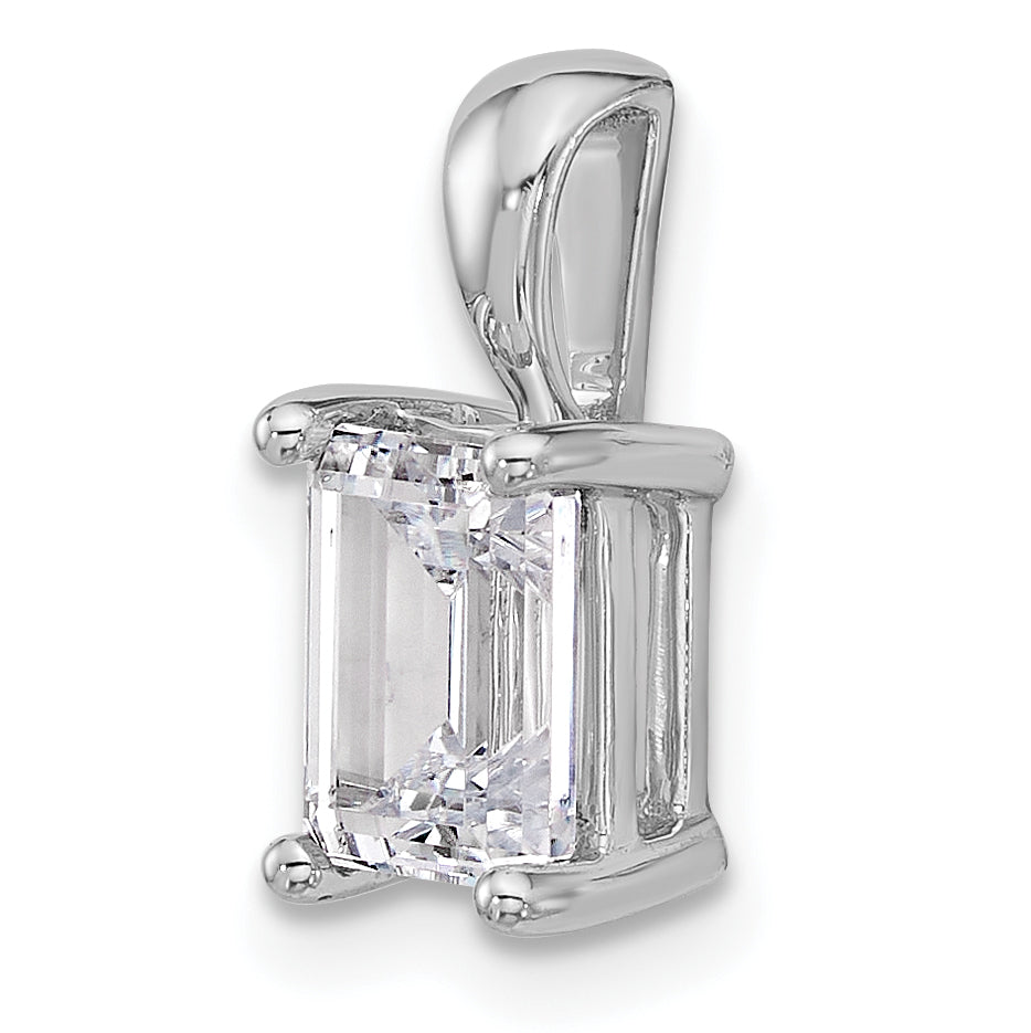 14K White Gold 1 1/2 Carat Certified Lab Grown Diamond Vs/Si+ G+ Emerald Complete Four Prong Pendant