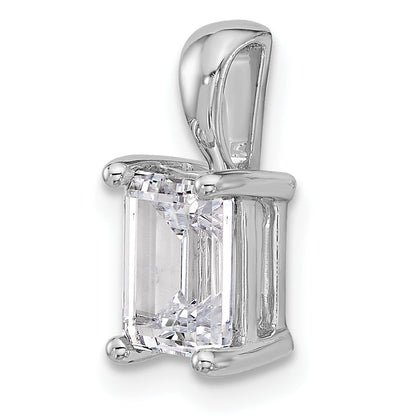 14K White Gold 1 1/2 Carat Certified Lab Grown Diamond Vs+ F+ Emerald Complete Four Prong Pendant