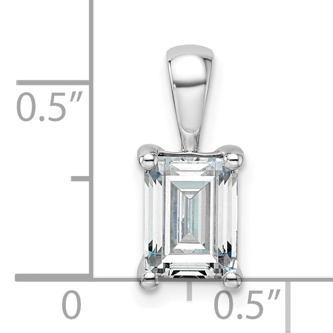 14k White Gold 1 1/2 Ct. Certified Lab Grown Diamond VS/SI+ G+ Emerald Four Prong Pendant
