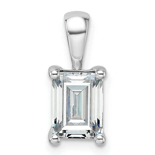 14k White Gold 1 1/2 Ct. Certified Lab Grown Diamond VS/SI+ G+ Emerald Four Prong Pendant