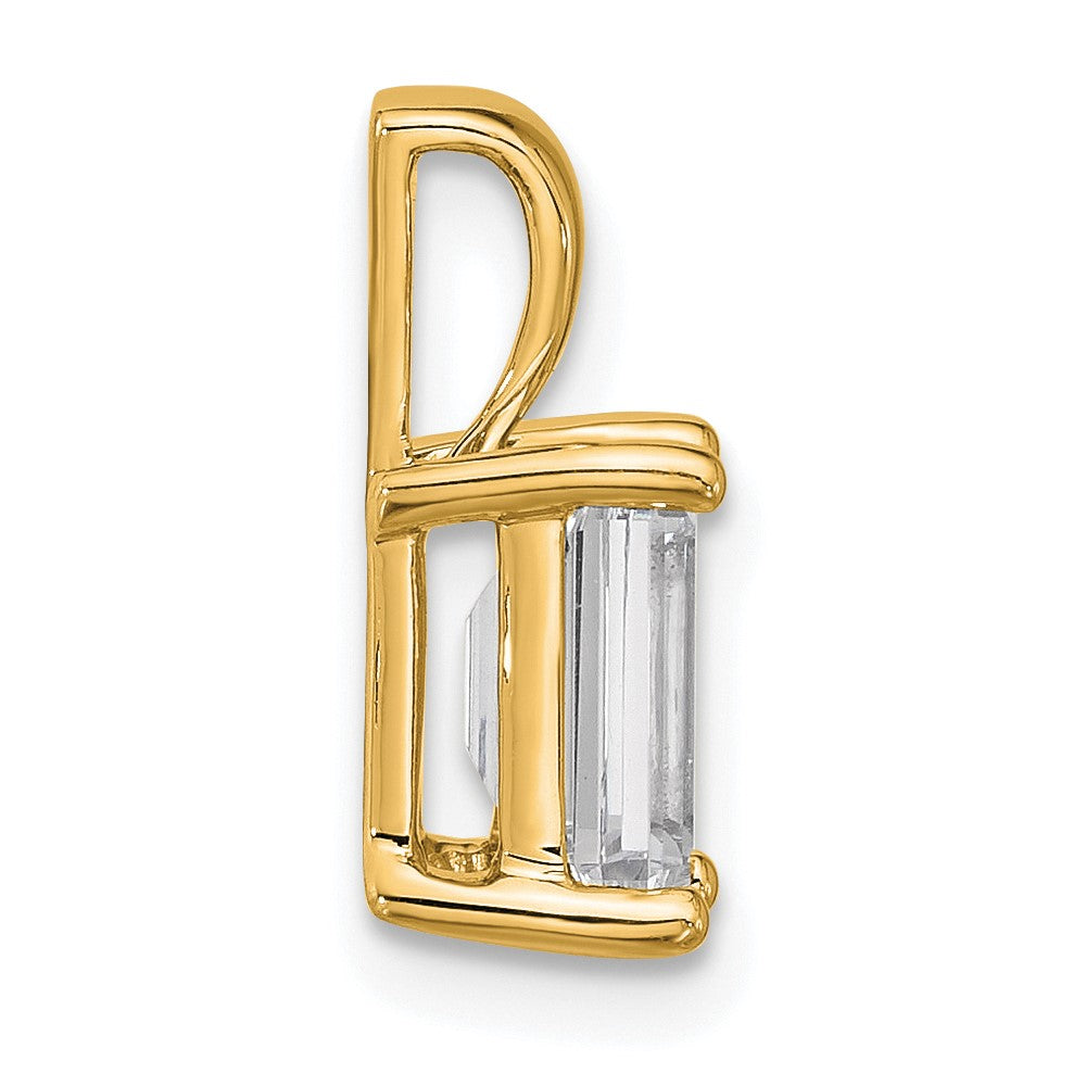 14k Yellow Gold 1 1/2 Ct. Lab Grown Diamond VS/SI+ G+ Emerald Four Prong Pendant