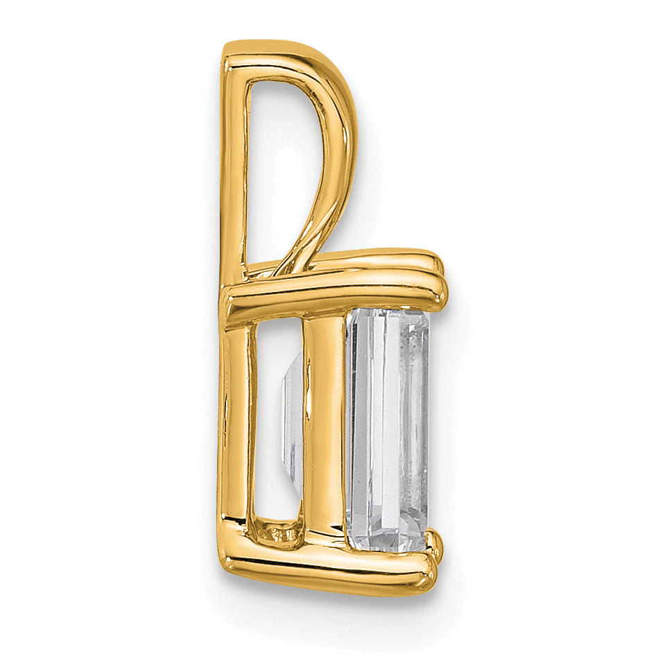 14K Yellow Gold 1 1/2 Carat Certified Lab Grown Diamond Vs+ F+ Emerald Complete Four Prong Pendant