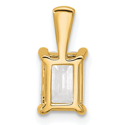 14K Yellow Gold 1 1/2 Carat Lab Grown Diamond Vs+ F+ Emerald Complete Four Prong Pendant