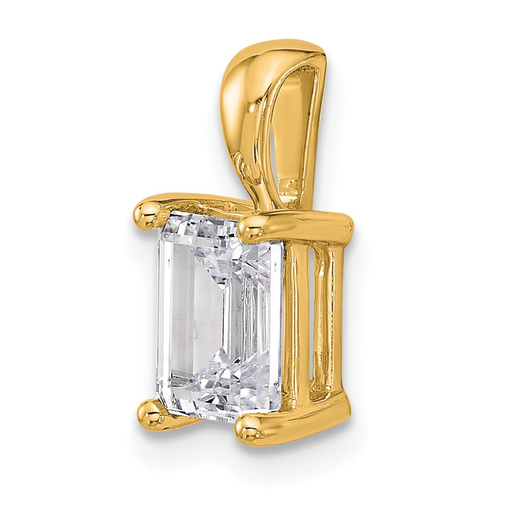14k Yellow Gold 1 1/2 Ct. Lab Grown Diamond VS/SI+ G+ Emerald Four Prong Pendant