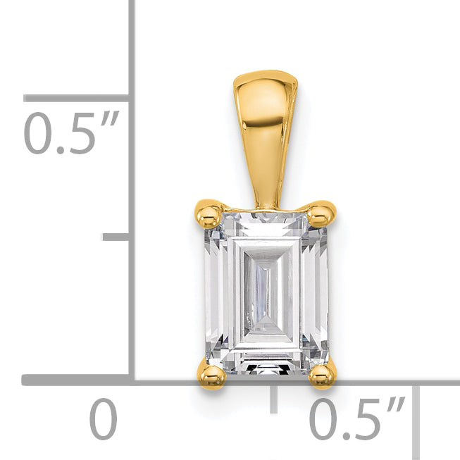 14K Yellow Gold 1 1/2 Carat Lab Grown Diamond Vs+ F+ Emerald Complete Four Prong Pendant