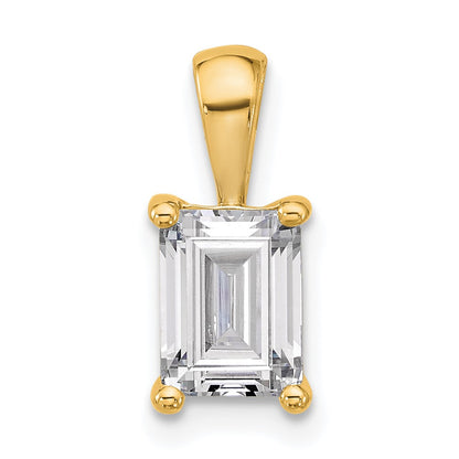 14k Yellow Gold 1 1/2 Ct. Lab Grown Diamond VS/SI+ G+ Emerald Four Prong Pendant