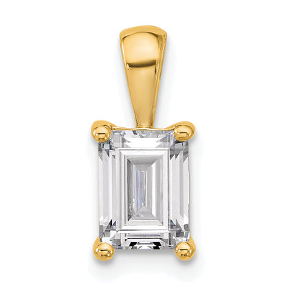 14K Yellow Gold 1 1/2 Carat Certified Lab Grown Diamond Vs+ F+ Emerald Complete Four Prong Pendant