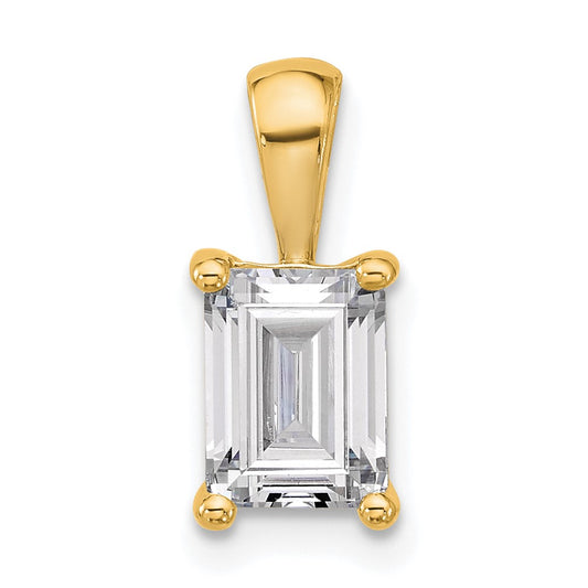 14k Yellow Gold 1 1/2 Ct. Certified Lab Grown Diamond VS/SI+ G+ Emerald Four Prong Pendant