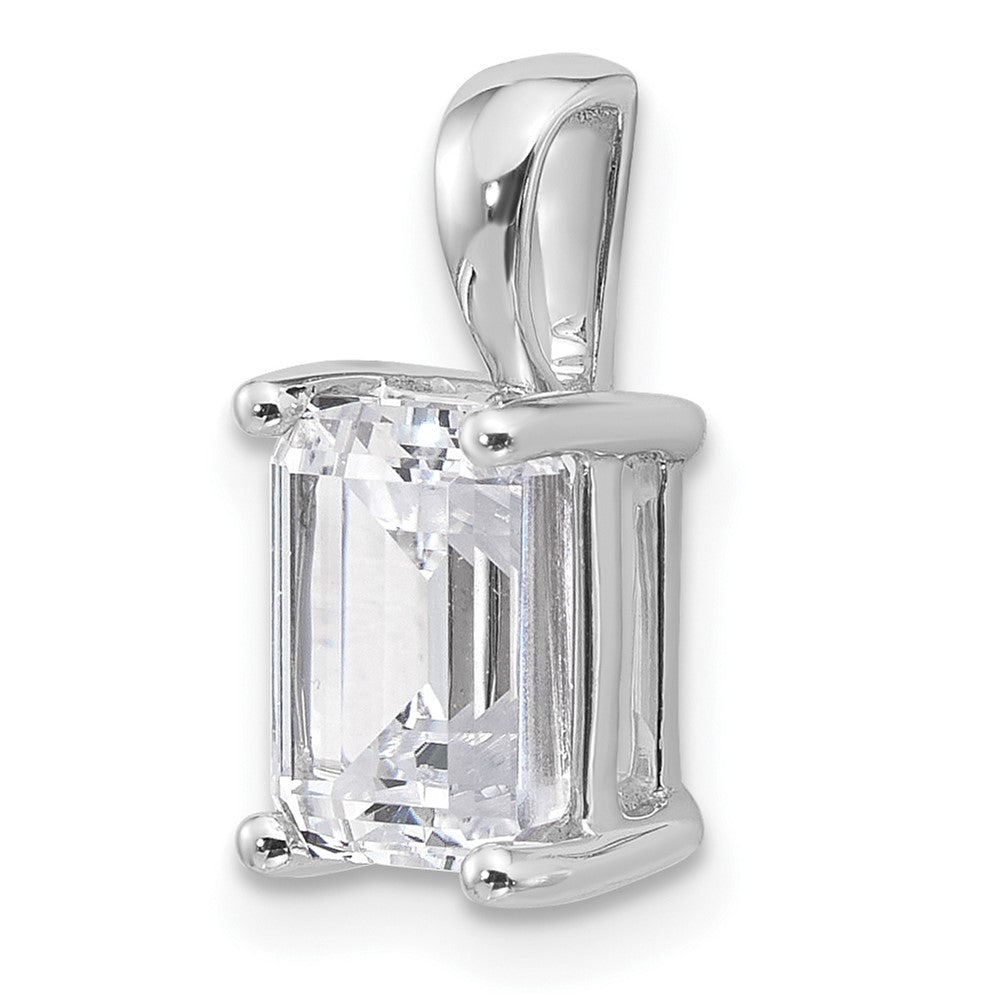 14k White Gold 2 Ct. Lab Grown Diamond VS/SI+ G+ Emerald Four Prong Pendant